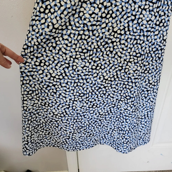 Draper James Patsy Dress In Square Geo Blue Cream Ruffled Sleeves Tie Front Sz 6 - Picture 6 of 13